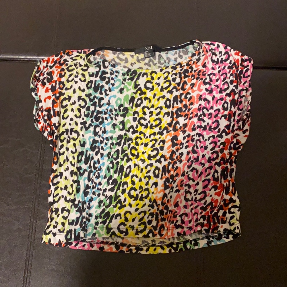 Colorful cheetah crop top